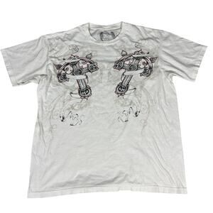 y2k 2000s Carbon Black tshirt XL cross wings affliction style emo grunge skater